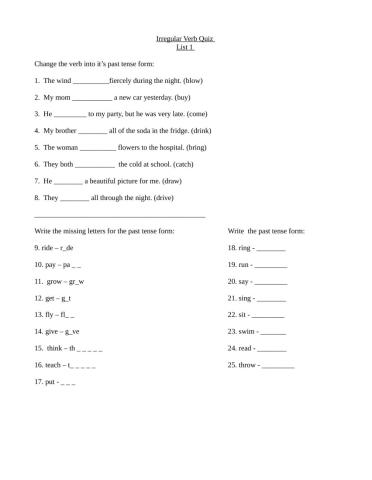 Irregular Verb Quiz