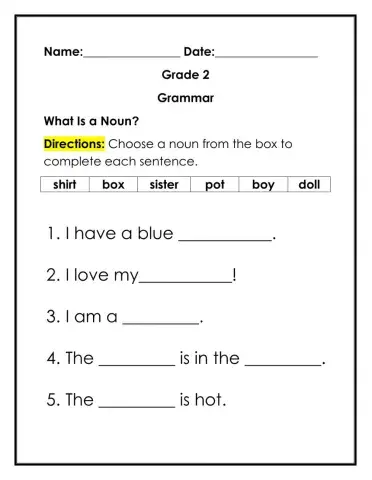 Nouns Worksheet 2