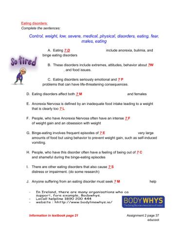 Eating disorders p 37