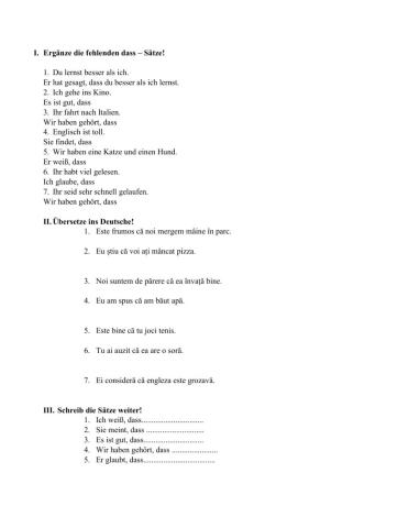 Nebensätze mit dass