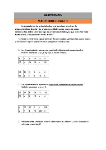 MAGNITUDES INVERSAMENTE PROPORCIONALES