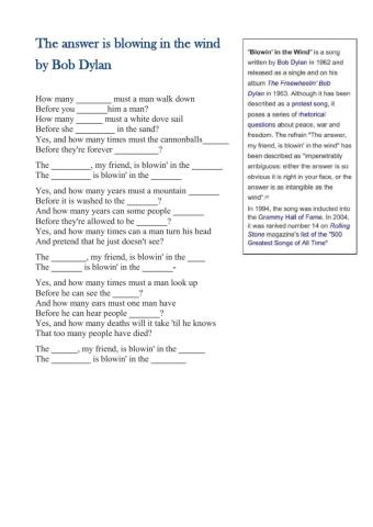 Bob Dylan - Blowing in the wind