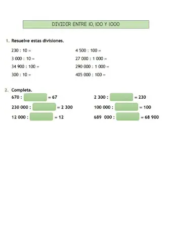 Dividir entre 10, 100 y 1000