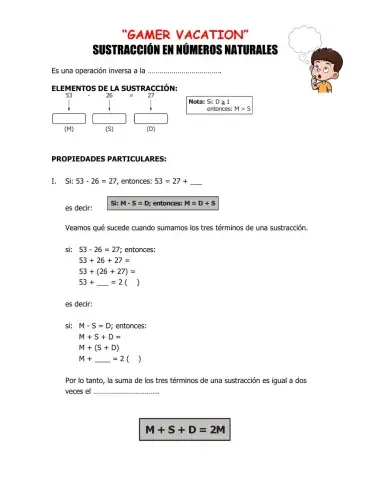 Propiedades de la sustracción