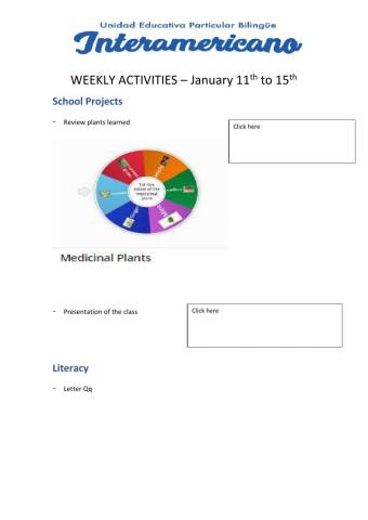 Weekly activities - Preparatory - Week 32