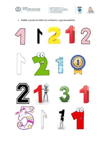 Busca los números 1