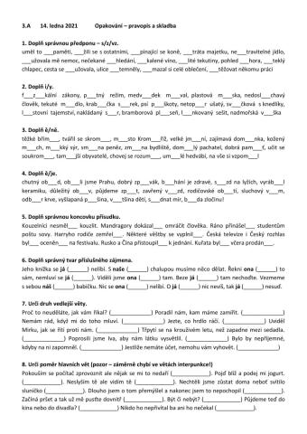3.A - pravopis a skladba 14.1.