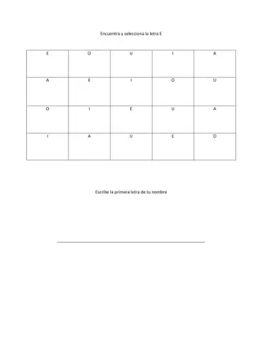 Encuentra y selecciona la letra E