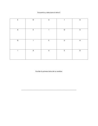 Encuentra y selecciona la letra E