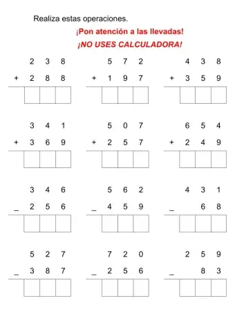 Sumas y restas jueves 14