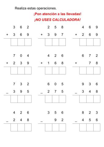 Sumas y restas viernes 15