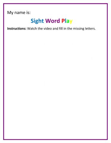 Sight Word Play