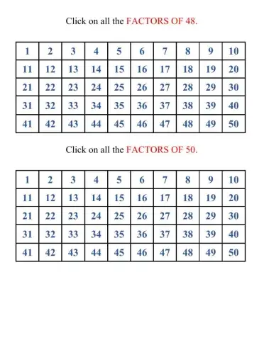 Factors of 48 and 50