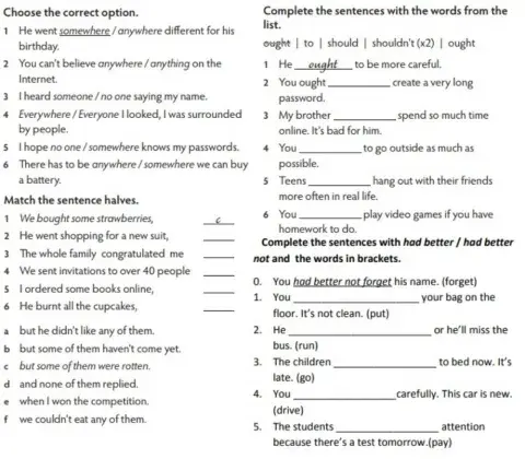 Indefinite pronouns - Should and had better