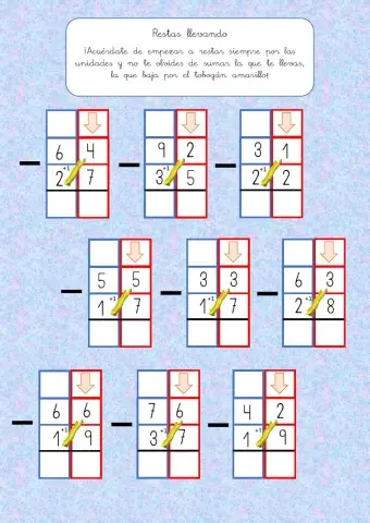 Restas con llevadas (dos cifras)