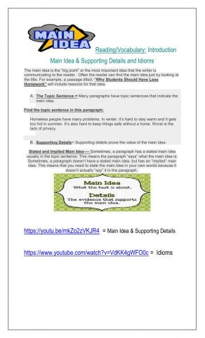 Main Idea grade 6 13 Jan 2021