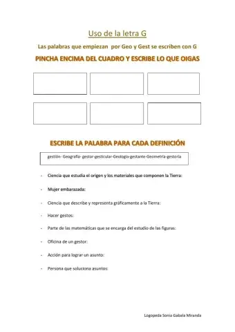 Palabras con G