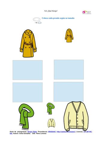 Cada prenda con su tamaño
