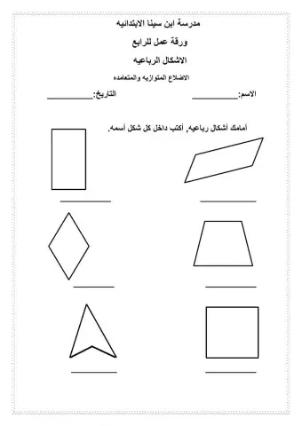 الاشكال الرباعية، الاضلاع المتوازية والمتعامدة