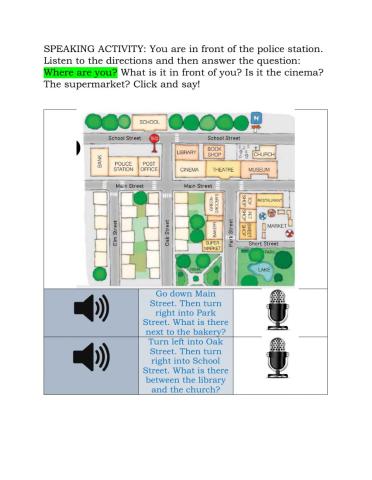 Directions: listening and speaking activity