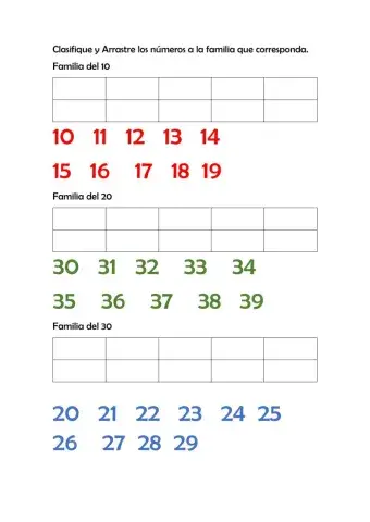 Numeros del 10 al 30