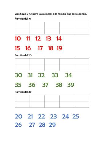 Numeros del 10 al 30
