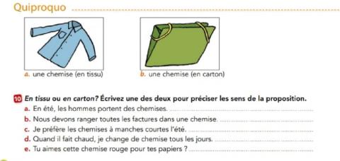 Les homonymes - la chemise