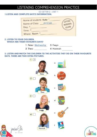 Go Getter 2-Unit 1-Listening Activity