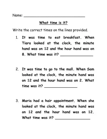 Time to the hour word problems
