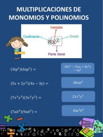 Multiplicaciones de monomios y polinomios
