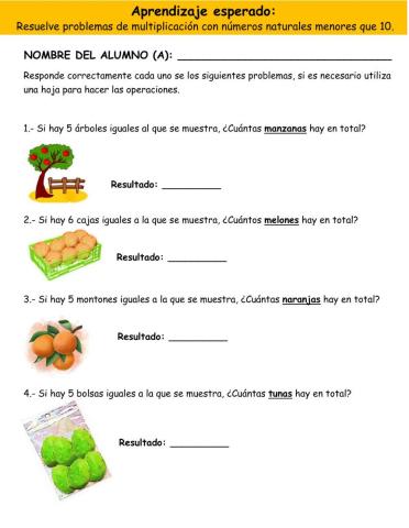 Problemas de multiplicación