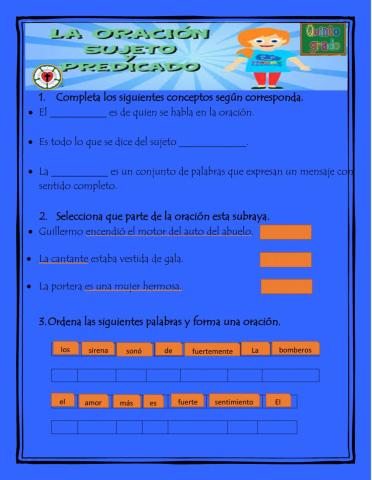 La oración, el sujeto y el predicado