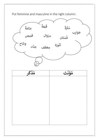 الملابس مؤنت مدكر