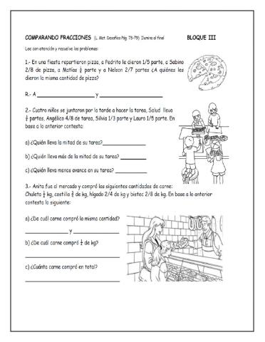 Comparación de fracciones