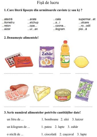 Fișă de lucru- literele c-k