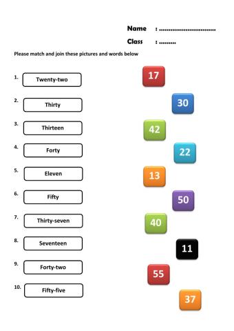 English Exercise for Grade 4 - Numbers 1-100