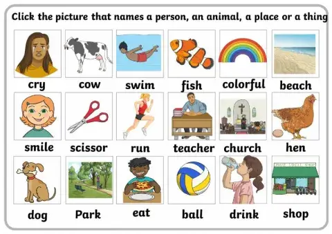 Naming words (nouns), singular and plural