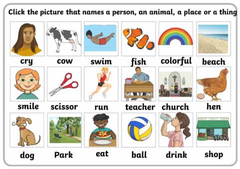 Naming words (nouns), singular and plural
