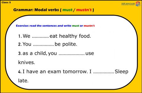Modal verbs - Must-mustn't
