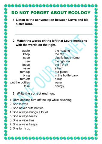 Do not forget about ecology