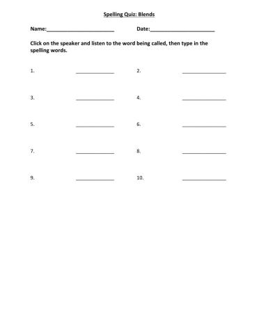 Spelling Consonant R Blend Words