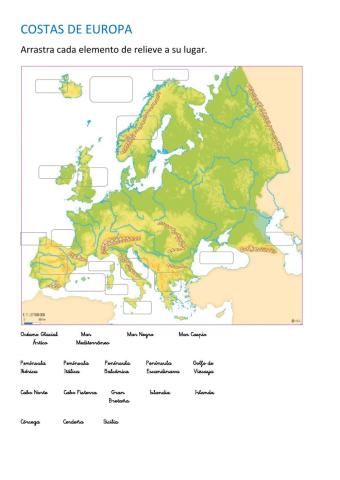 Relieve de Europa costas