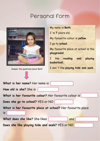 Personal form about beth