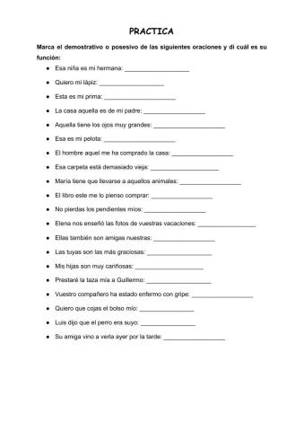 Funciones demostrativos y posesivos