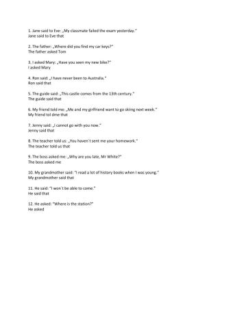 Reported Statements and Questions