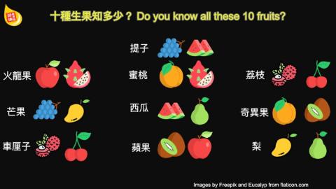 10 fruits in Cantonese 十種生果知多少