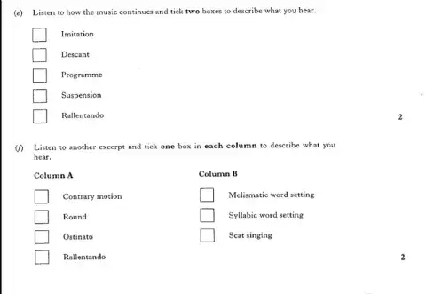 Music Listening - Revision Paper 2b