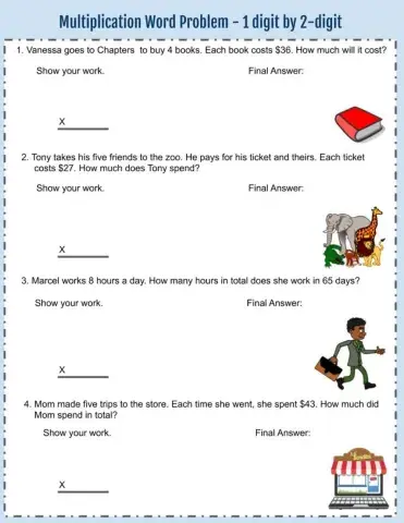 Multiplication problems 1-digit by 2-digit