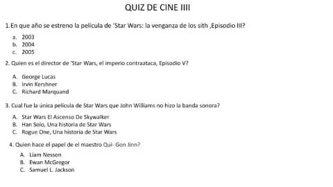 Quiz de cine IIII