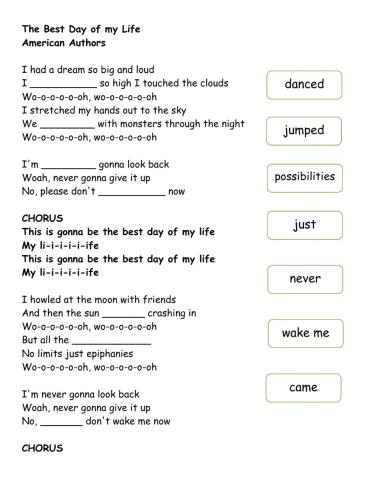 Song The Best Day of My Life